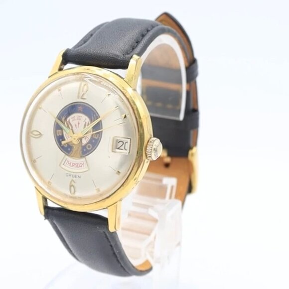Vintage Gruen B.P.O.E Elks Men's Automatic Wristwatch 580 CD Swiss Gold Tone - Picture 1 of 5